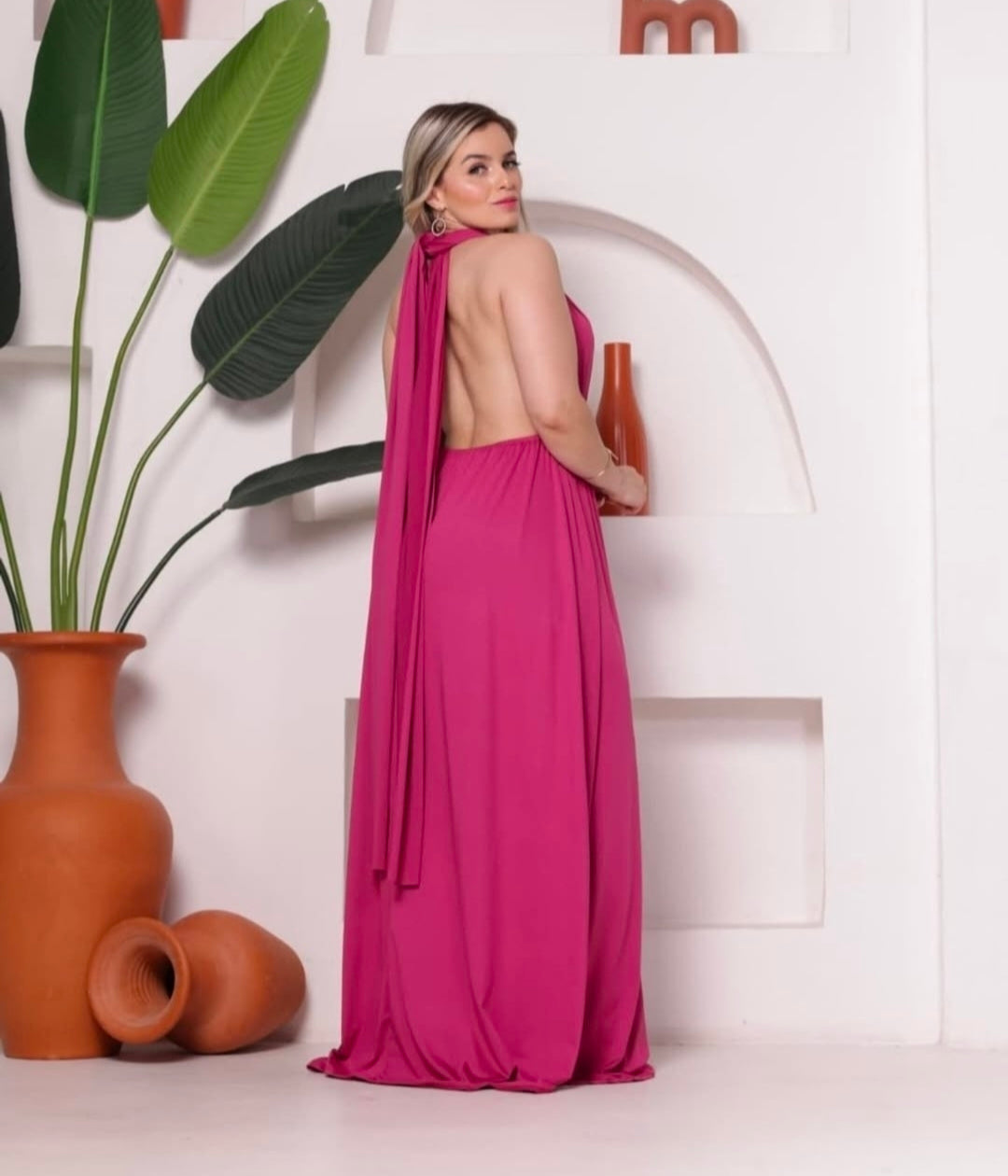 Vestido multiformas fucsia