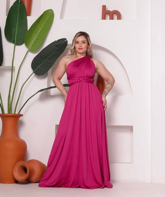 Vestido multiformas fucsia