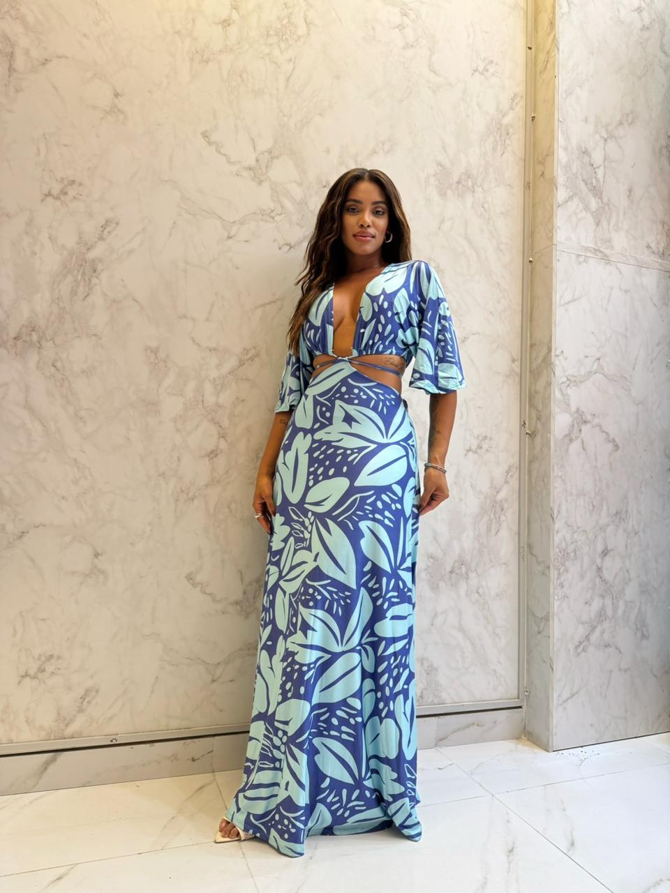 VESTIDO AURORA BOSQUE AZUL