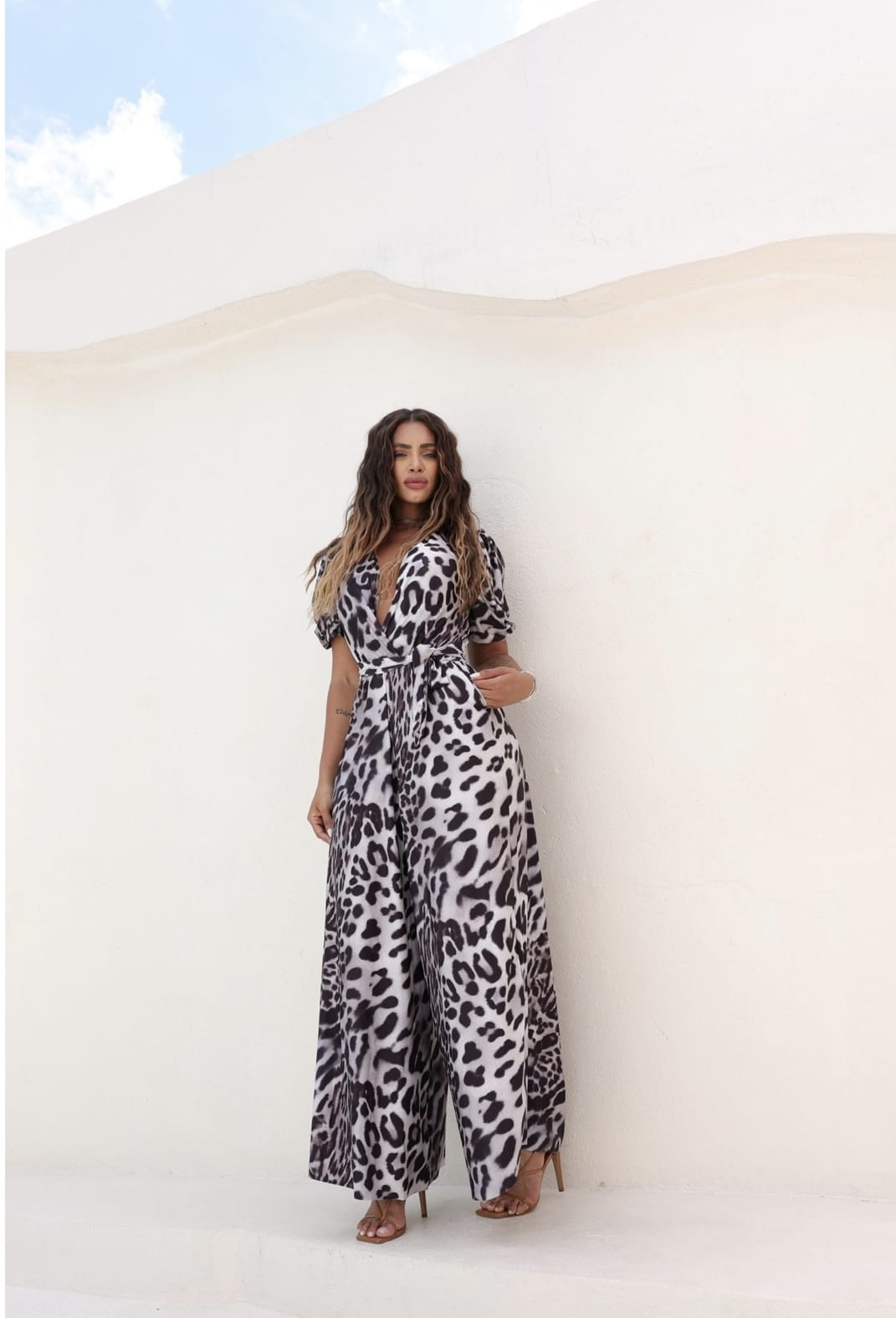 Enterito Palazzo "Savane gris " - Estampado Animal Print